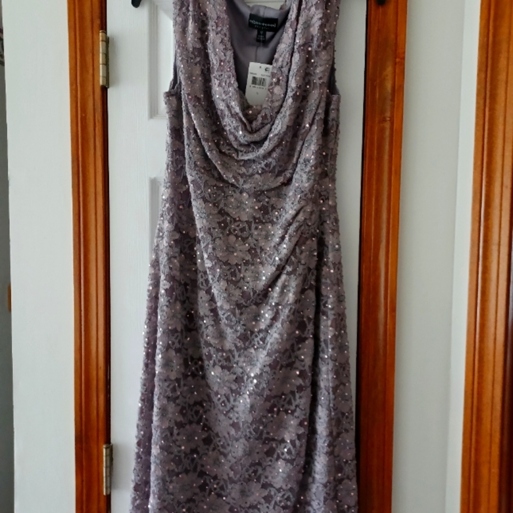 Mauve sequined mid length dress